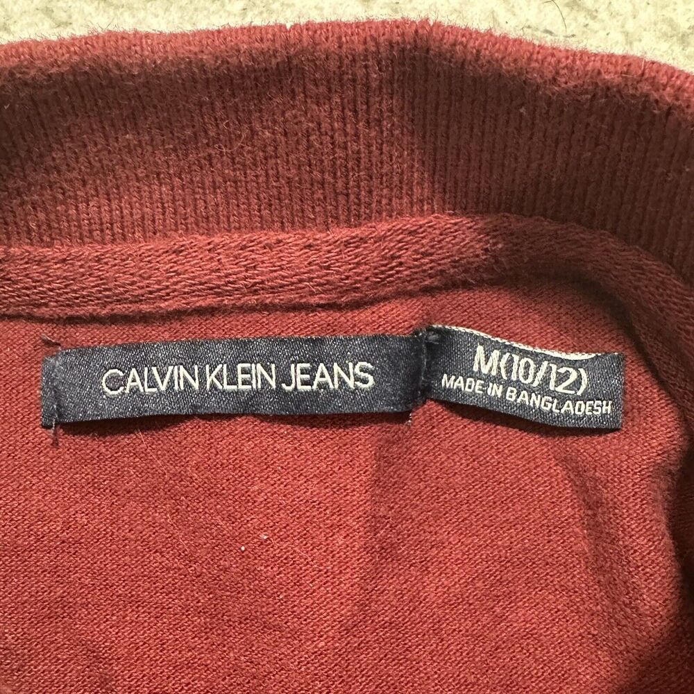 Calvin Klein Jeans Youth Medium (10/12) Short Sleeve Burgundy Red Polo Shirt - Picture 3 of 12
